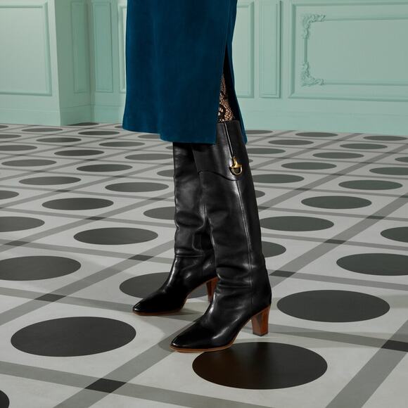 Gucci Woman Half horsebit knee length boot in Black Leather size 7.5 - Picture 5 of 11